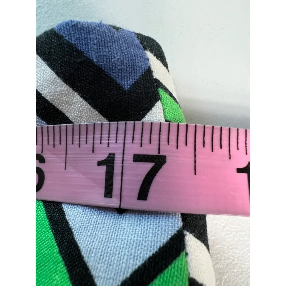ZARA Linen Blend Cropped‎ Pants ZigZag Print Size Large Retro